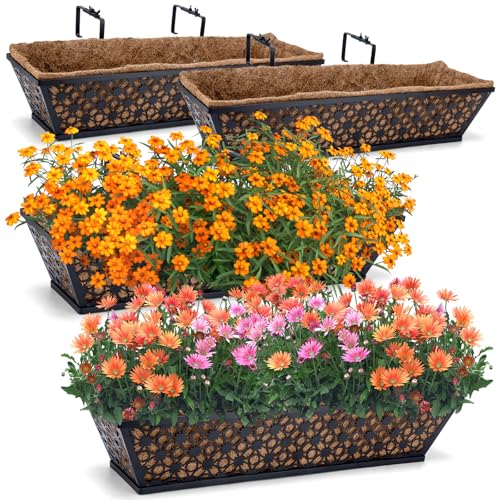 GOIMGN 4 Pack 24 Inch Window Box Planters Outdoor,Deck Railing Planter ...