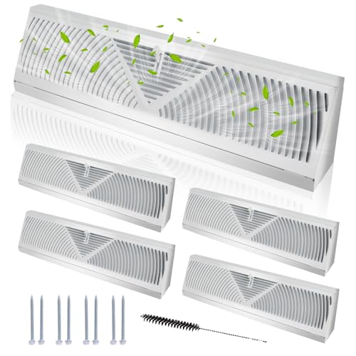 Swess 4 Pcs 15 Inch Baseboard Register Vent White, Baseboard Air ...