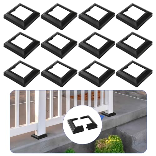 JarThenaAMCS 12Pcs PVC Post Skirt 4 x 4 Inch Black Post Base Cover ...