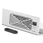 Register Booster Fan, Fits 4” x 12” Register Holes, Enhances HVAC Airflow, 4-way Vent Grille, 10-speed Fan, Intelligent LCD Controller, Thermal Probe, Thermostat Control, Remote Control, White