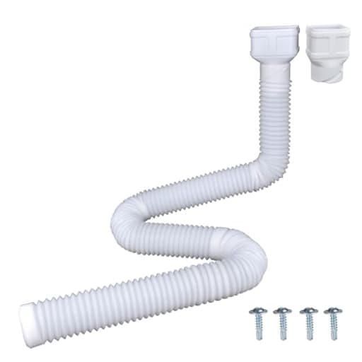 7ft Long Gutter Downspout Extensions, 3.1” OD Downspout Extender Drainage Pipe for 2"×3" Downspout and 3"×4"Downspout, Flexible Pipe Stretched Length 7ft, White,1-Pack