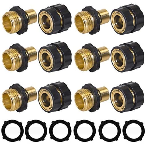 Garden Hose Quick Connector, 3/4 Inch Male and Female Garden Hose Fitting Quick Connector, 6 Set