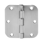 Interior Door Hinge, Rounded, 3.5 x 3.5 Inch, Satin Nickel - Pack of 18