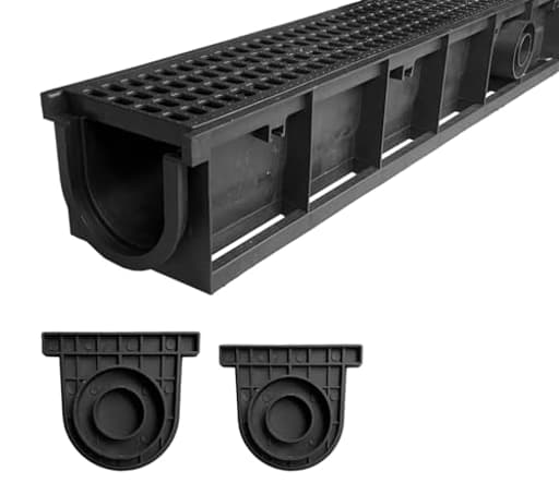 Deep Profile HDPE Trench Drain-39.4Lx6.1Wx5.5H in. Channel Drain with Grates,Durable Plastic Yard Drainage System for Outdoor,Yard Fence,Houseside,Pool,Sidewalk,Patio,Backyard,Landscape
