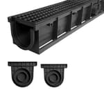 Deep Profile HDPE Trench Drain-39.4Lx6.1Wx5.5H in. Channel Drain with Grates,Durable Plastic Yard Drainage System for Outdoor,Yard Fence,Houseside,Pool,Sidewalk,Patio,Backyard,Landscape