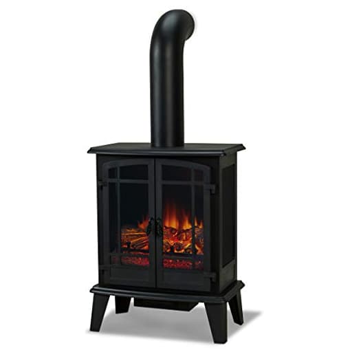 Foster 25" Stove Electric Fireplace for Living Room or Bedroom, Realistic Log and Flame Effect, Freestanding Fireplace with Adjustable Thermostat, Auto Shut-Off