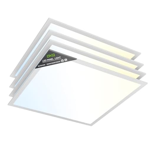 4 Pack 2x2 LED Flat Panel Light Drop Ceiling Office Fixture, 30/35/40W Selectable, 5000K 5CCT Switchable, 0-10V Dimmable,24x24 Inch LED Flush Mount Ceiling Light,ETL Listed