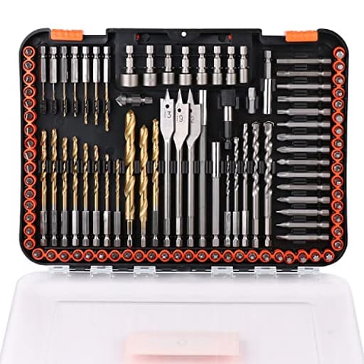 Impact Drill Bit Set, 112-Pieces 1/4" Hex Shank Impact Driver Bits and Screwdriver Bits Set for Screw Driving and Wood Metal Cement Drilling Screwdriver Bits Set with Storage Case