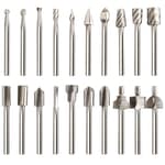 20 PCS Engraving Router Bit Carving Bits, HSS Rotary Tool Accessories Rotary Burr Set with 1/8"(3mm) Shank for Wood Cutting, Carving, Drilling, Trimming, Beginner, Small Jobs in Soft Wood