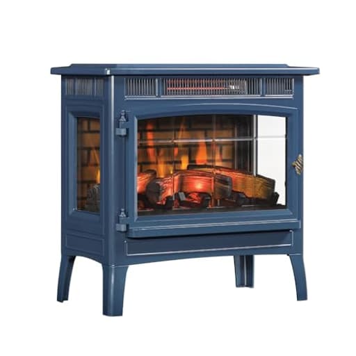 Freestanding Electric Fireplace Stove Heater with 3D Flame Effect for 1,000 Sq. Ft. Room, Navy