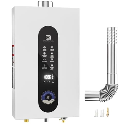 Natural Gas Tankless Water Heater, 14L Instant Hot Water Heater with Fahrenheit Digital Display, Indoor Installation Up to 3.7GPM, 95540BTU