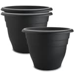 3-Pack 20 Inch Large Plastic Plant Pots for Outdoor, Heavy Duty Extra Large Deep Garden Planter with Drainage Holes, Sturdy Textured Black Flower Pot for Trees, Shrubs, Patio, Lawn