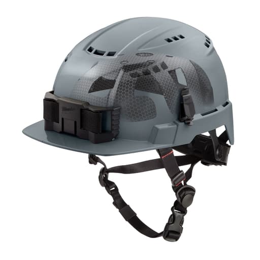BOLT Gray Front Brim Vented Safety Helmet with IMPACT ARMOR Liner
