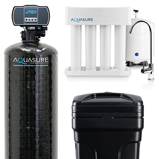 64,000 Grains Whole House Water Filter Bundle with Automatic Digital Metered Control Softener and 75 GPD RO Reverse Osmosis Drinking System | Removes Hardness | Ideal for 4-6+ bathrooms