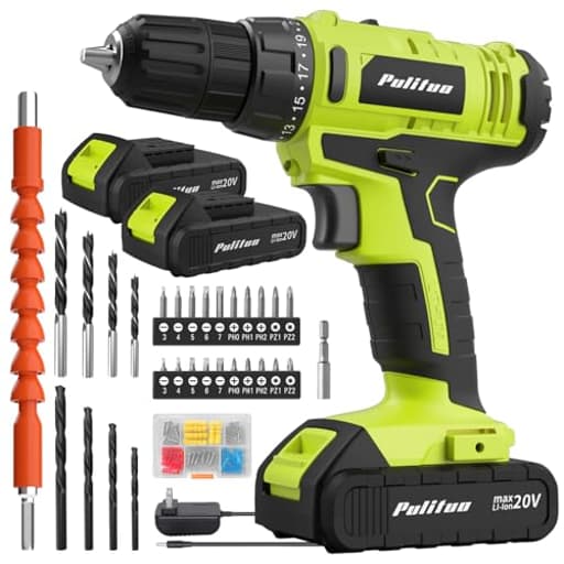 'S 20V Cordless Drill/Driver, Electric Screwdriver - 2 Batteries, 30Nm, 21+1 Torque, 2 Speed, Keyless 3/8" Chase Drill with LED Light, Kit for Home