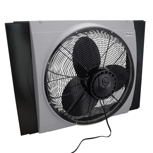 20" 1/6 HP Whole House Window Fan with 3-Speeds and Storm Guards for Circulation and Exhausting Air, 9166, Black