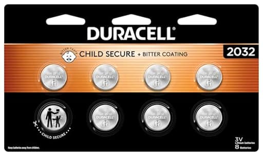2032 Lithium Battery. 8 Count Pack. Child Safety Features. Compatible with Apple AirTag, Key Fob, and other devices. CR2032 Battery Lithium Coin. CR 3V Cell