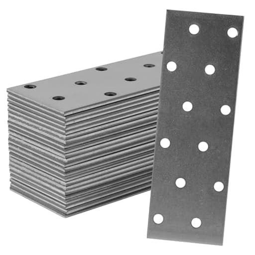 6-Pack 4.72 x 1.57 Inch Flat Brackets for Wood with Holes / Heavy Duty Steel Plate for Wood and Metal / Straight Flat Bracket Connector / Mounting Plate for Construction & DIY Projects