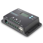10 Amp 12V/24V PWM Negative Ground Solar Charge Controller Compact Design w/LCD Display for AGM, Gel, Flooded and Lithium Battery, Wanderer 10A