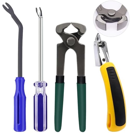 4Pcs Upholstery and Construction Staple Remover Tools Set - Nail Tack Remover, U Tack Lifter, End Cutting Plier, Carpet Remover Tool for Furniture Floor Craft Project Photo Frame