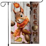 Welcome Fall Garden Flag 12x18inch The Nut Squirrel Fall Autumn Thanksgiving Garden Flags Yard Porch House Flag Double-Side For Home Outdoor Yard Patio Lawn Decor, Garden Decorations