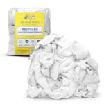 White T-Shirt Bag of Rags (1 LB Bag), 100% Recycled Material, Cotton Blend Bar Mop, Reclaimed, Eco-Friendly Cloth, Cleaning & Painting Rags, Lint Free, Highly Absorbent