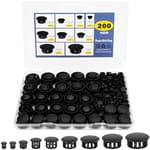 200Pcs Nylon Hole Plug Set (9 Sizes: 1", 7/8", 3/4", 5/8", 1/2", 3/8", 5/16", 1/4", 1/5") - Plastic Hole Plugs, Assorted Sizes, Precision Fit End Caps for Cabinets & Furniture