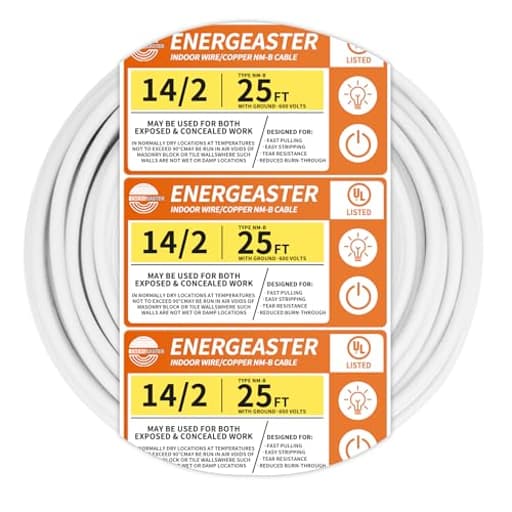 Solid Indoor 14/2 W/G NMB Cable 25ft Coil，Electrical Wire 14 Gauge Wire 2 Conductors Non-Metallic with Ground Wire