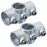 2 Pcs Structural Pipe Fitting, Fits 1-1/4" Nominal Galvanized Steel Pipe, Two Socket Cross Fitting, 3/16" Thick