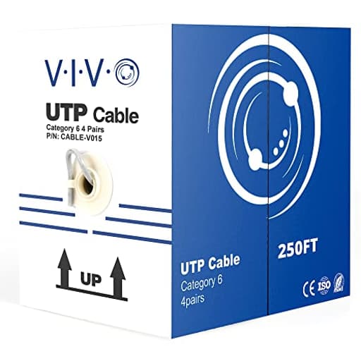 Gray 250ft Bulk Cat6, CCA Ethernet Cable, 23 AWG, UTP Pull Box, Cat-6 Wire, Indoor, Network Installations CABLE-V015