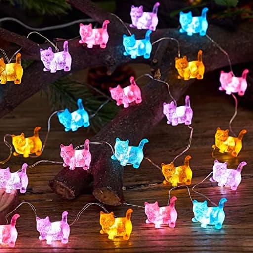 Cat String Lights Kawaii Deco Kitty Fairy Decorative Lights 10ft 30LED Battery Operated Novelty Lighting for Outdoor Wedding Camping Tent Baby Shower Bedroom Birthday Party