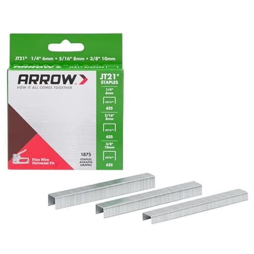 Arrow 21MP1 JT21 Thin Wire Staples Multipack for Staple Guns and Staplers, Use for Upholstery, Crafts,General Repairs, Includes 1/4-Inch, 5/16-Inch, and 3/8-Inch Sizes, 1875 Count,