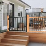 36"x45" Adjustable Aluminum Deck Gate with Self-Closing Hinges, 3/4" Round Pickets, Black Powder Coated Gate Kit with Latch for Patios, Railing, Indoor & Outdoor Use