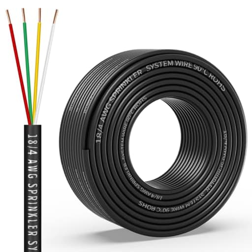18/4 Solid Sprinkler System Wire 50ft, 18 Gauge Irrigation Wires PVC Jacket Sprinkler Cable for Underground Irrigation Valves Field Central Control System