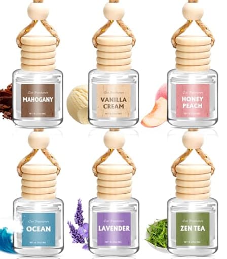 Car Air Freshener for Women, 6 Pack Air Freshener Diffuser, Hanging Air Fragrance Essential Oil Diffuser, Car Scents Accessories Cute Car Interior Decor Unisex
