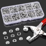 Snap Fasteners Kit - 100 Sets Metal Snaps Buttons with Fastener Pliers Press Tool - Perfect for DIY Crafts, Clothing Sewing, and Hats - Easy Installation for Fabric