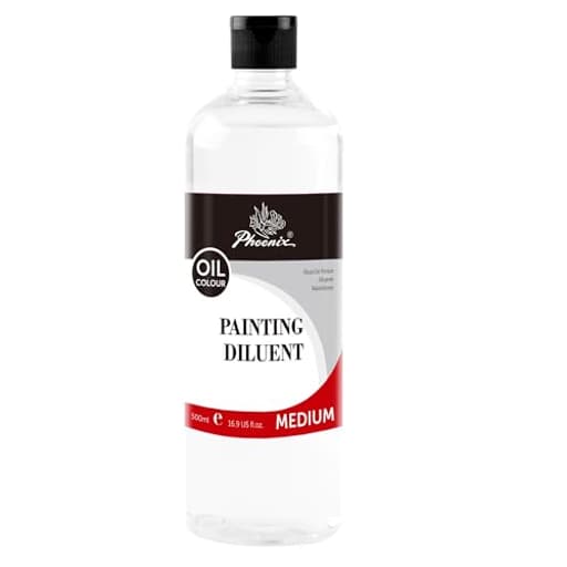 Painting Diluent - 16.9 Fl Oz./ 500ml Oil Brush Cleaner, Odorless Oil Paint Thinner, Mineral Spirits Refined Solvent, Painting Medium for Artists