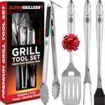 Grilling Accessories - Grilling Gifts for Men - BBQ Accessories Grill Tools Set with Spatula, Fork, Brush & Tongs - Outdoor Barbecue Utensils Gifts for Men Dad Him Boyfriend