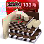 Felt Furniture Pads X-PROTECTOR 133 PCS Premium Furniture Pads - Felt Pads Furniture Feet Best Wood Floor Protectors - Protect Your Hardwood & Laminate Flooring! Brown and Beige