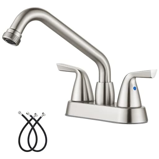 Utility Laundry Sink Faucet,4 Inch Centerest Laundry Faucets for Utility Sink,Laundry & Utility Room Sink Faucet,with Swivel Spout and NPT3/4 Threaded End,2 Arc Handles,Brushed Nickel