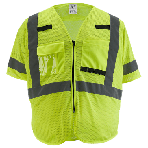 Class 3 High Visibility Yellow Mesh Safety Vest - L/XL