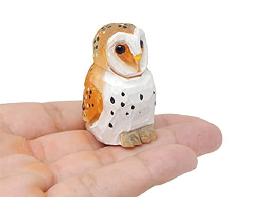 Hand-Carved Barn Owl Figurine - Miniature Decoration Forest Bird Carved Small Animal Sculpture Garden Statue, Small Wildlife Ornament for Home Decor, Nature-Inspired Gifts & Collectibles.
