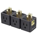 [UL Listed] Cable Matters 3-Pack 3 Outlet Wall Adapter (Grounded Cube Tap, Outlet Splitter, 3 Way Plug Adapter, 3-Prong Power Splitter), Black