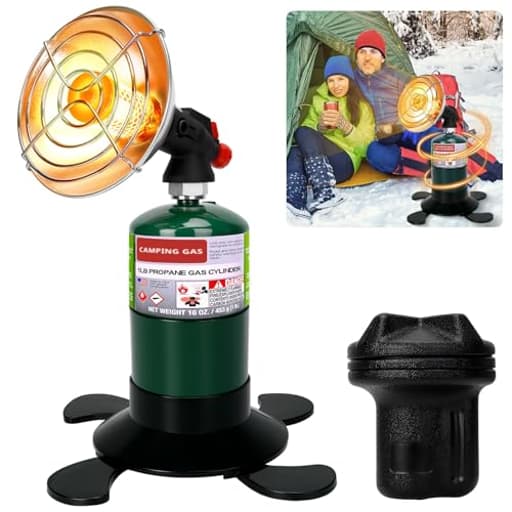 Portable Propane Heater for Camping, Outdoor Small Space Patio Garage Heaters, Self Ignition Radiant Cordless Heater Foldable Gas Tank Holder for Hiking Ice Fishing Hunting Tent Backyard