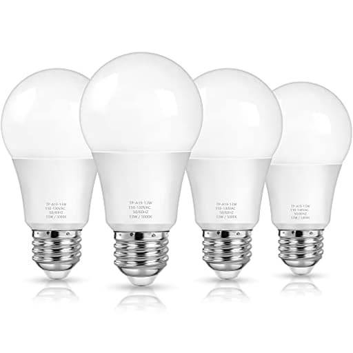 A19 LED Light Bulbs, 100 Watt Equivalent LED Bulbs, Daylight White 5000K, 1500LM, E26 Base, Non-Dimmable, 13W Bright LED Bulbs, 4-Pack