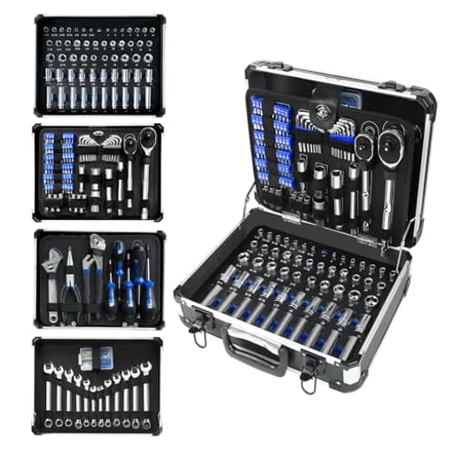 Mechanic Tool Set, 240-Pieces Universal Household Auto Repair Tool Kit with Heavy Duty Aluminium Tool Box
