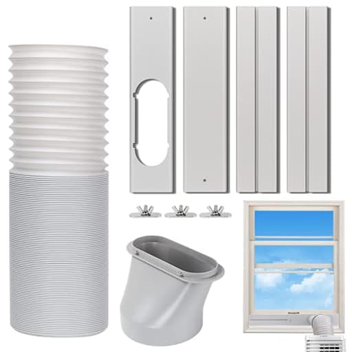 Portable Air Conditioner Window Vent Kit, Adjustable Window Seal with 5.9 Inch Diameter, 59 Inch Length Exhaust Hose for A/C Unit Universal for Sliding Horizontal or Vertical Window