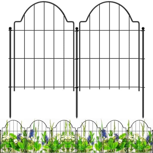 Decorative Garden Fences 17in x 10.3ft, 10 Pack Outdoor Fencing Animal Barrier Dog Border, Metal Wire Fence Panels for Garden Decor, Flower Bed Edging Borders for No Dig Patio Yard