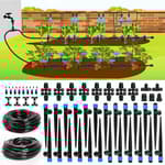 Drip Irrigation System, 230FT Garden Watering System with Quick-to-Connect Fittings, Adjustable Drip Emitters, 1/4” & 5/16” Tubing, Drip Irrigation Kit for Raised Garden Beds, Greenhouse, Lawn
