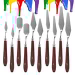10PCS Palette Knife, Stainless Steel Painting Knife Set, Flexible Spatula Pallet Knife, Metal Artist Knives, Oil Painting Accessories Color Mixing Scraper for Oil, Canvas, Acrylic Painting By CUALORK